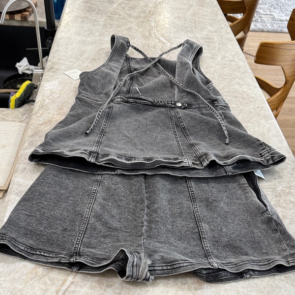 Free People Palmetto Set Dusky Rinse Combo Denim M - Picture 2 of 7